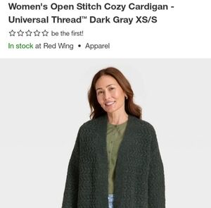 Universal Thread Women's Open Stitch Cardigan - Dark Green